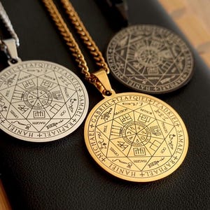 Kraftvolles Schutzamulett Siegel der 7 Erzengel - Talisman Schutz vor bösen Absichten negativer Energie Neid - Halskette für Männer Frauen