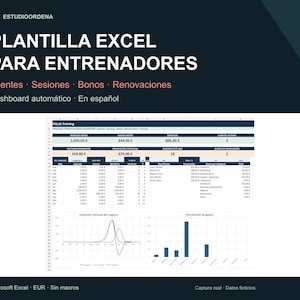 Plantilla Excel para Entrenador Personal | Clientes, Sesiones, Bonos, Renovaciones y Dashboard | En español
