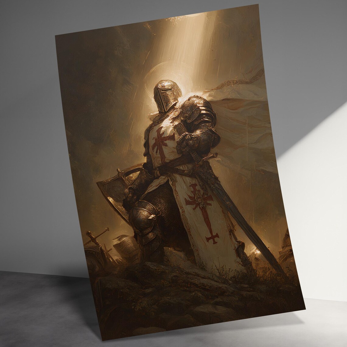 Medieval Knight Poster, Epic Warrior Wall Art, Templar Knight Decor ...