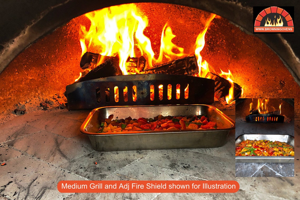 Pizza Oven Adjustable Fire Shield, Stainless Steel Deflector, Heat