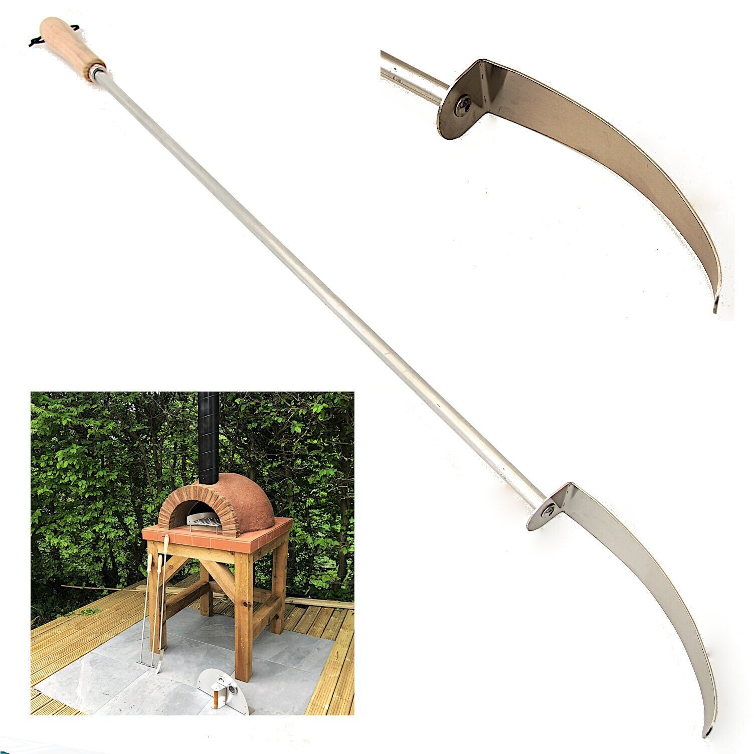 Ember Hook Rake Pizza Oven BBQ Tool Coals Charcoal Rake Wood Fired Oven ...