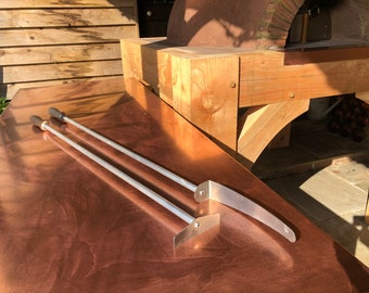 Combo de herramientas manuales para horno de pizza, 2 herramientas, rastrillo lateral para pizza,