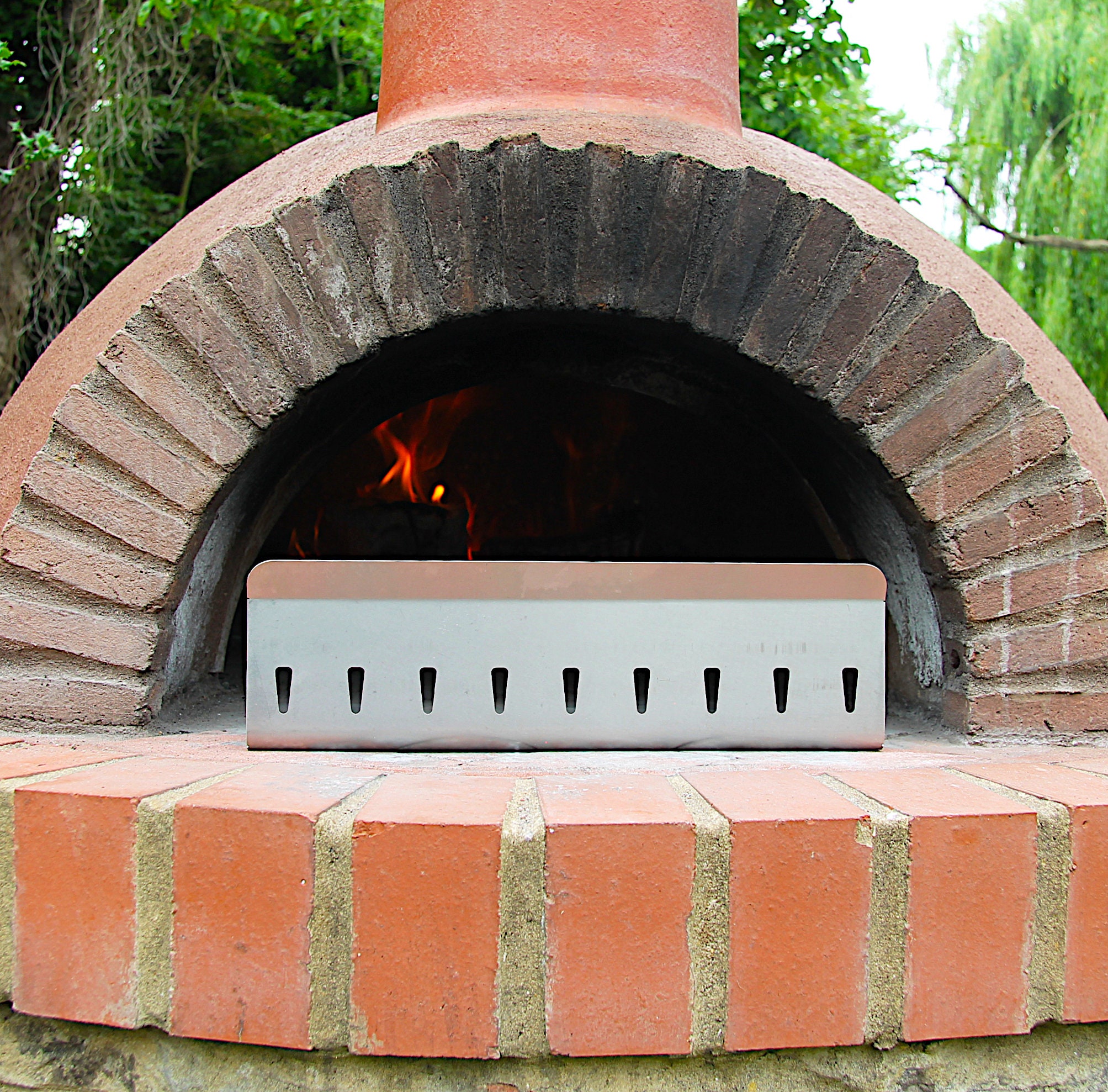 14 Inch 35cm Pizza Oven Fire Shield, Flame Guard, Heat Deflector, 2 Way