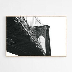 Brooklyn Bridge Print, Architecture Photography Wall Art Printable, Minimalist Architecture Print, Modern Wall Decor, Brooklyn Bridge Poster