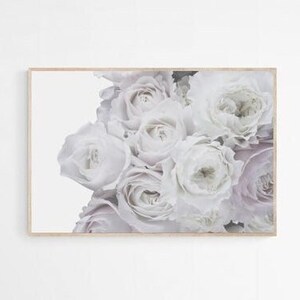 White Rose Flower Photography Print: Modern Floral Wall Decor (Digital Download)