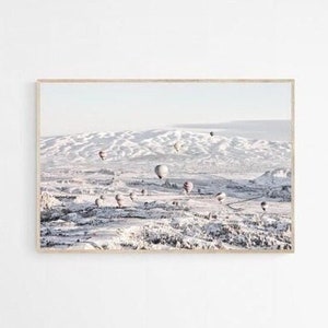 Winter Hot Air Balloon Landscape Photography Print (Digital Download)
