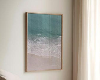 Vertical Beach Wave Print: Tropical Ocean Shore (Instant Download)