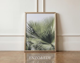 Tropical Palm Leaf Photography Print: Olive Green Wall Art (Digital Download)