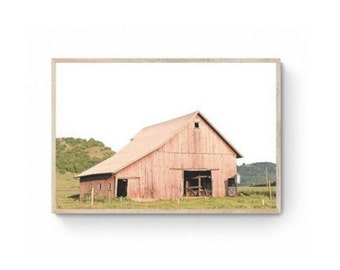 Stampa fotografica "Fienile Rosa": Quadro rustico da parete in stile country (Download digitale)