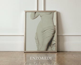 Ancient Rome Sculpture Print: Neutral Torso Gallery Wall Art (Digital Download)