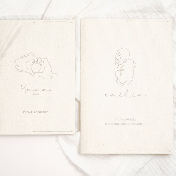 Maternity passport cover and U-booklet cover in line art style