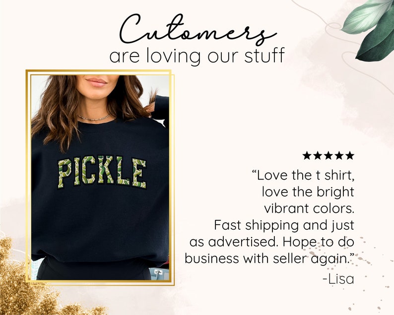 a woman wearing a black sweater with the words pickle on it