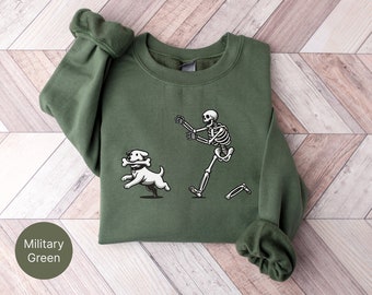 Halloween Dog Sweatshirt Ghost Sweatshirt Funny Halloween Skeleton Dog Lover Gift Fall Sweatshirt Halloween Matching Halloween Gift