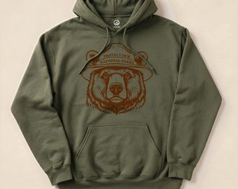 Sudadera con capucha de oso "Protejamos nuestros parques nacionales"