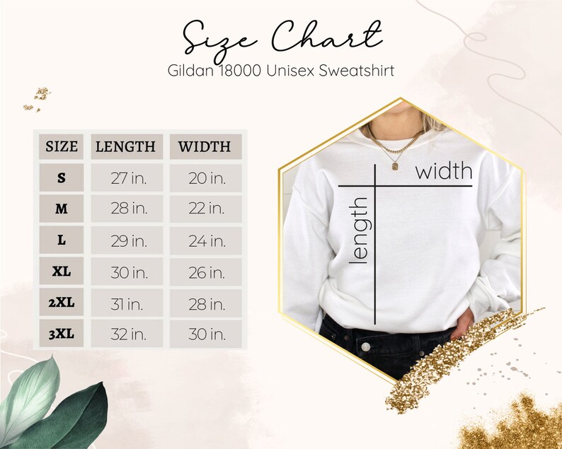 a women's size chart for a sweatshirt