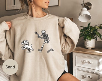 Halloween Dog Sweatshirt: Funny Skeleton, Dog Lover Gift