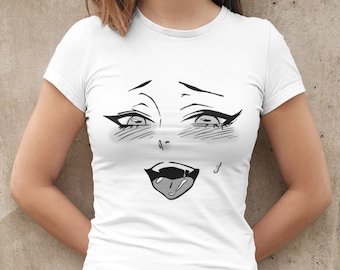 Camisa Ahegao, camisa con cara de anime, camisa blanca unisex y para mujer, varios colores, camiseta Meme, camisetas gráficas, camisa sarcástica.