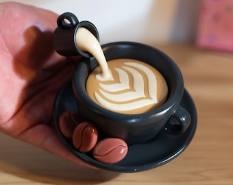 3D Printed Coffee Cup Trinket Dish: Handmade Resin Jewelry Holder