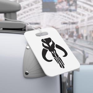 Custom QR Code Mandalorian Mythosaur Luggage Tag - Personalized Star Wars Travel Tag - Beskar Bag Tag - This Is The Way Gift