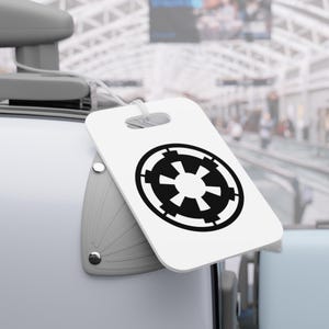 Custom QR Code Star Wars Imperial Emblem Luggage Tags - Personalized Sci-Fi Bag Tags, Galactic Empire Suitcase ID, Nerd Gift