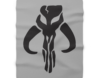 Mandalorian Mythosaur Blanket | Star Wars Sherpa Throw, Gray Fleece Blanket, Sci-Fi Fan Gift