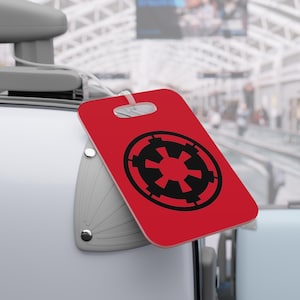 Custom QR Code Star Wars Red Imperial Emblem Luggage Tags - Geeky Travel Accessories, Sci-Fi Bag Tags, Galactic Empire ID, Nerd Gift