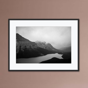 Set of 3, Black and White Landscape Photography Prints, Download, Printable, Rocky Mountains, Peyto Lake, Banff, Alberta, Wall Decor