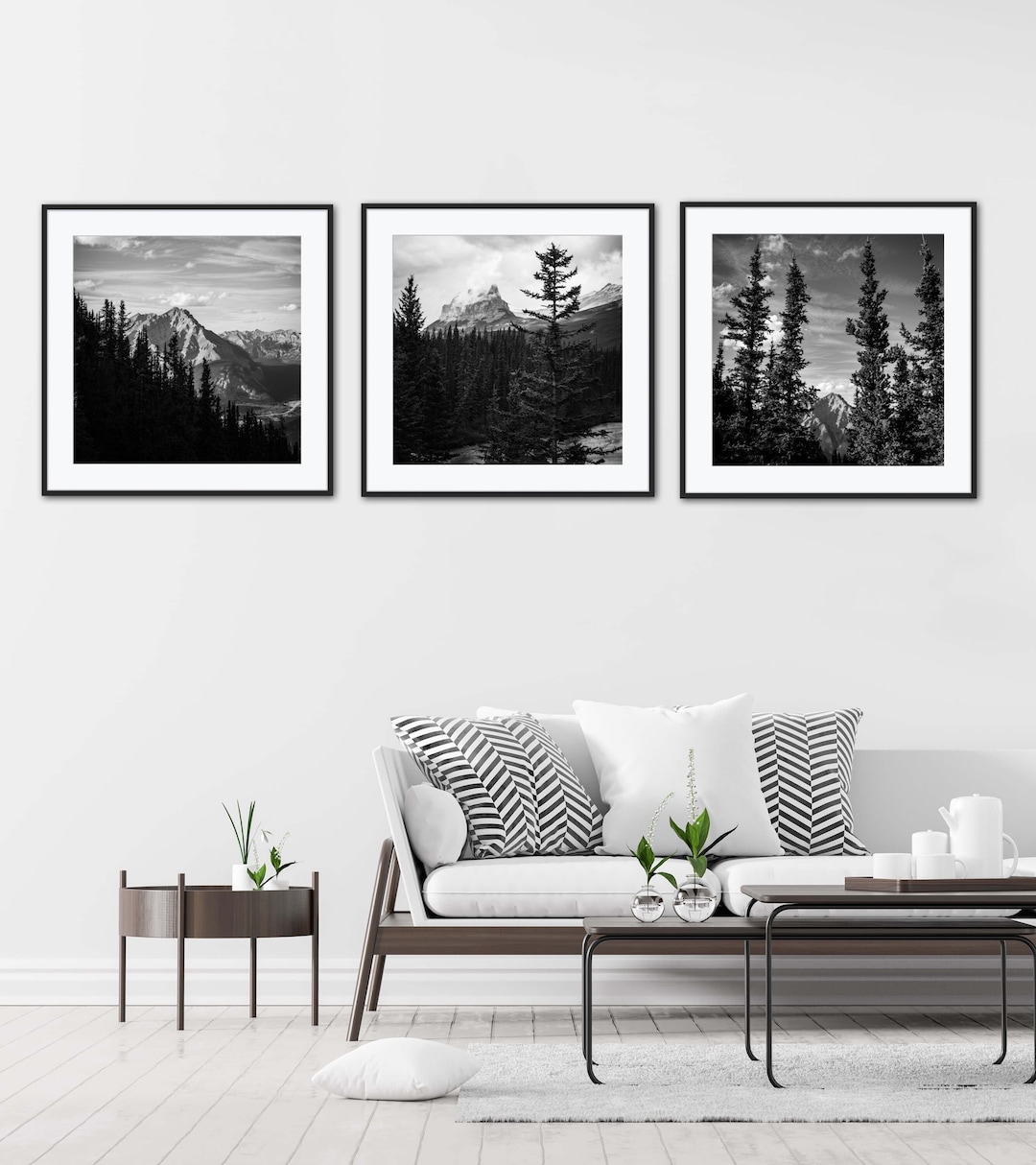 Set of 3, Square, Black and White Landscape Photography Prints ...