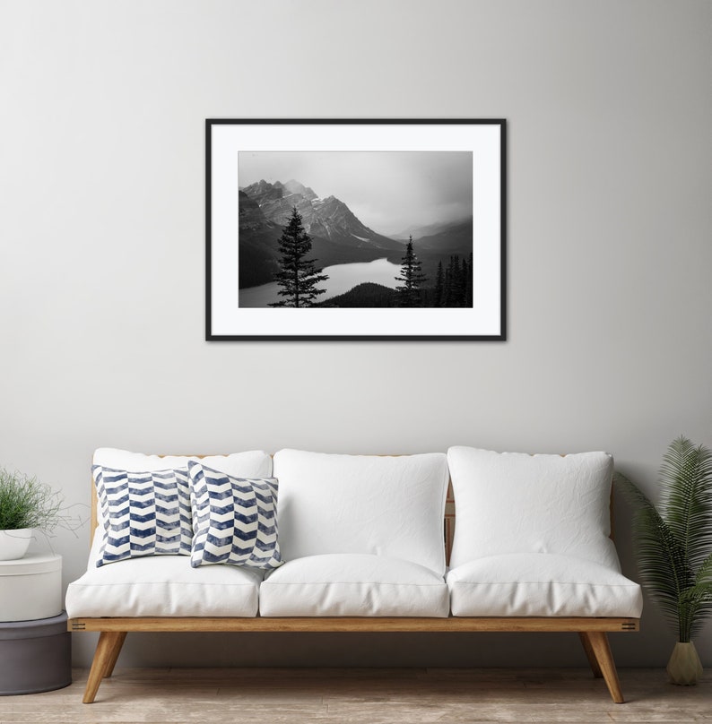 Black and White Peyto Lake Photography Prints, Rocky Mountain Landscape ...