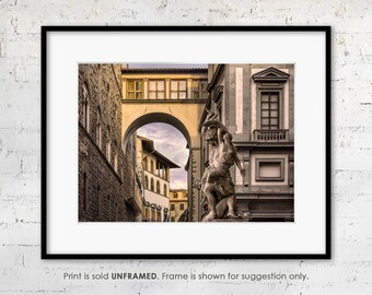 Florence Tuscany Fine Art Photo Print "Vasari Corridor and Sculpture" , Italy Travel Photography, Italian Architecture and Cityscape