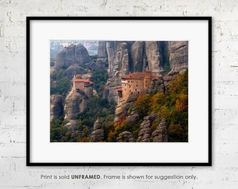 Meteora, Greece Fine Art Print, Autumn Landscape with Monasteries, Photography of Mainland Greece, Gallery Quality Print