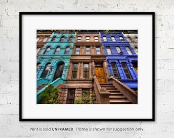 NYC Brownstones Photo Print, Colorful New York Townhouse Architecture, Upper West Side of Manhattan