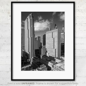 Rockefeller Center Print, NYC Skyscrapers, Classic New York Wall Art, Black and White City Decor, Architectural Photography