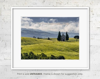 Tuscany Photo Print "Capella de Vitaleta " Italian Landscape Wall Art, Val d'Orcia