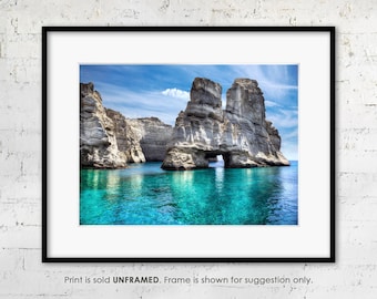 Milos Greece "Kleftiko Rock Arch" Photography Print, Sea and Water Wall Art