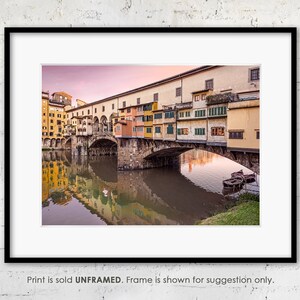 Florence Tuscany &quot;Ponte Vecchio&quot; Fine Art Photo Print , Italy Travel Photography, Italian Architecture, Bridge and Arno River Reflections