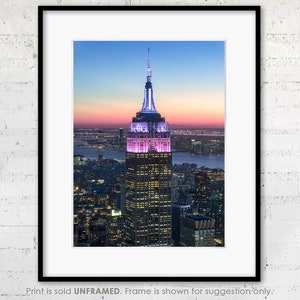 New York Empire State Building at Night, NYC Skyscraper Print, Architecture Photography, City Lights Wall Art, Travel Photography, Art Deco