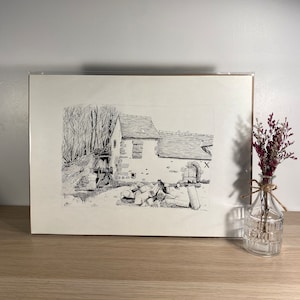 Original “Le Moulin de la Cochetière” Indian ink Illustration