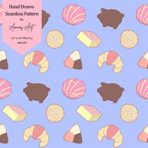Mexican Sweet Bread, Pan Dulce, Seamless Pattern PNG