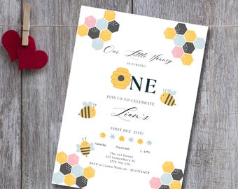 Bee Birthday Invitation: Editable Bee-Day Template (Digital Download)