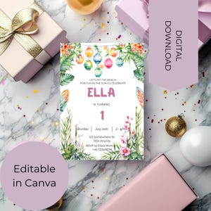 Luau Invitation Tropical Tiki Birthday Party Invitation Aloha Birthday Invitation Template Tropical Summer Birthday Digital Invite