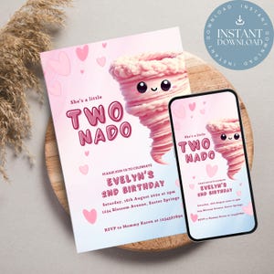 Twister Birthday Invite, Editable Tornado Party Template, Storm Theme Kids Invitation, Instant Download Design