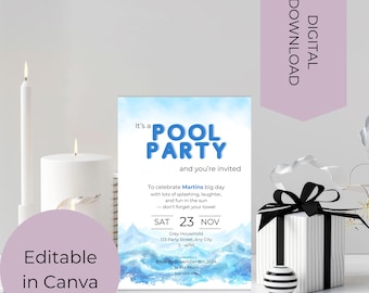 Pool Party Invitation: Editable Summer Birthday Template (Digital Download)