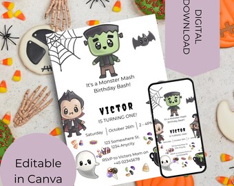Halloween Birthday Invitation: Monster Mash Party (Digital Download)