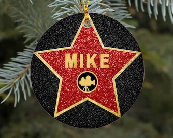 Movie Star Ornament Personalized Hollywood Walk of Fame Custom Name Ornament Kids Birthday Gift Christmas Ornament 1st Christmas Keepsake