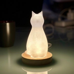 A Peaceful Cat - Handmade Lamp / Light - Free Shipping! - White Cat | Cat Lovers Gift | Cat Figurine | Gift for her | Home Decor| Sculpture