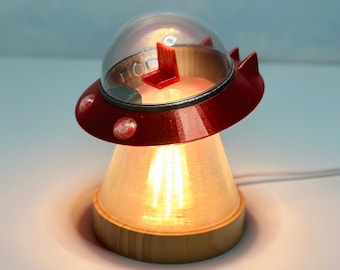 UFO Alien Spaceship Light | Lamp - Free Shipping! -- Handmade original space art inspired by Calvin and Hobbes Spiff - ufo decor , alien art