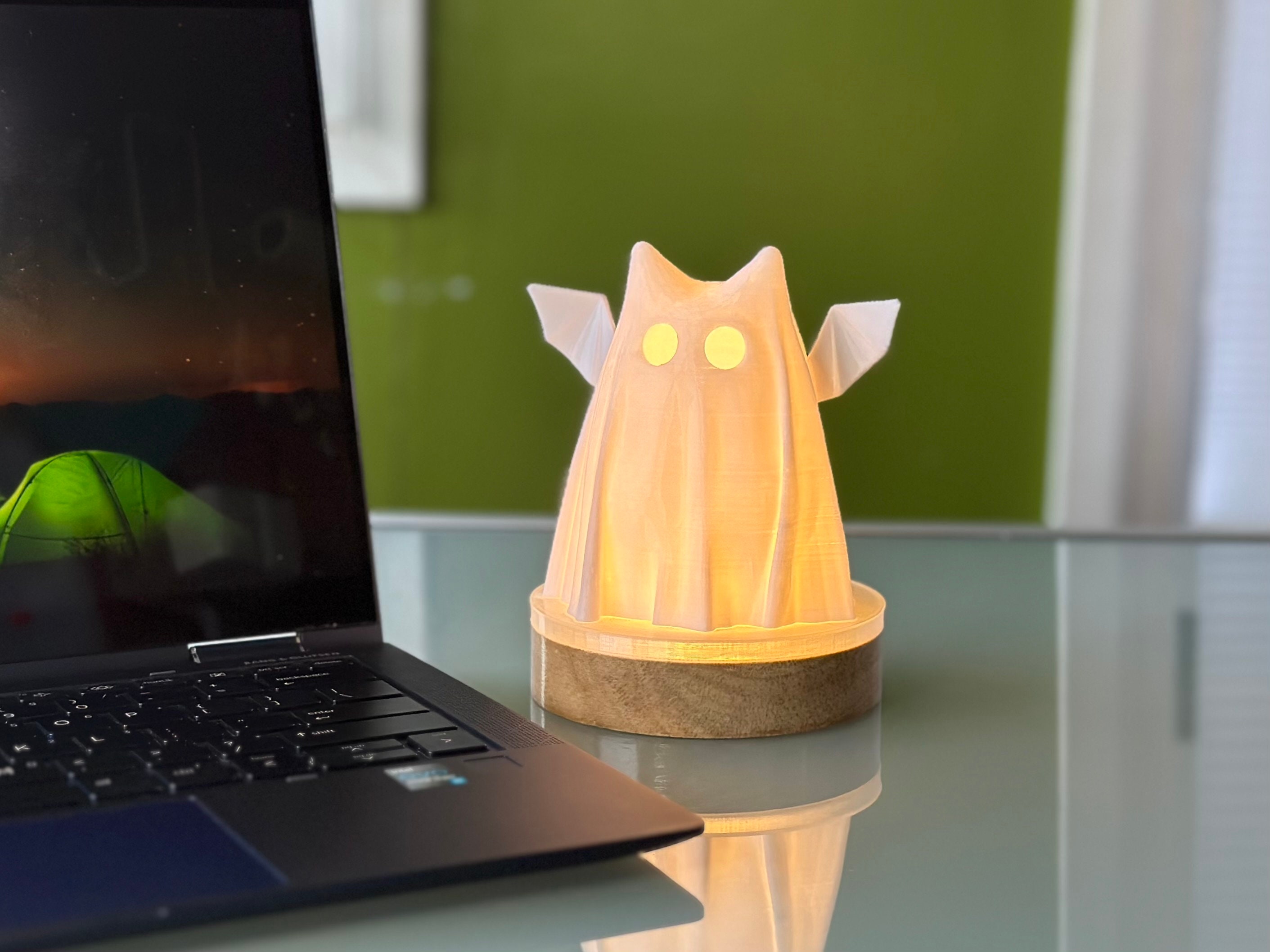 Super Adorable Cat Bat Sheet Ghost LED Light - Free Shipping! -- Ghost Art , Ghost Decor , Cute Gift , Spooky Decor , Halloween Gift