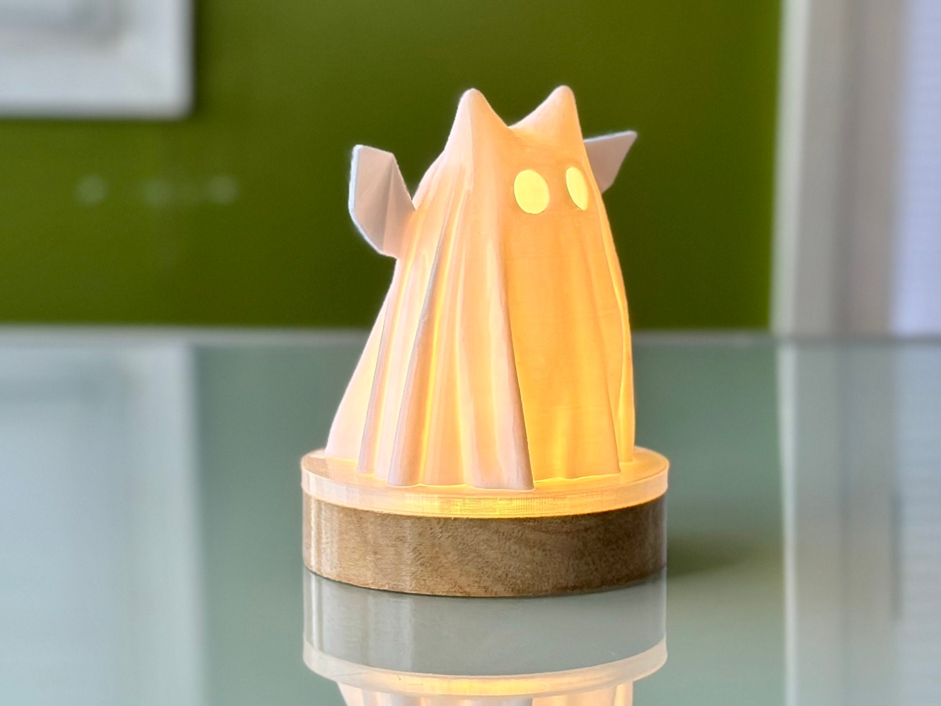 Super Adorable Cat Bat Sheet Ghost LED Light - Free Shipping! -- Ghost Art , Ghost Decor , Cute Gift , Spooky Decor , Halloween Gift