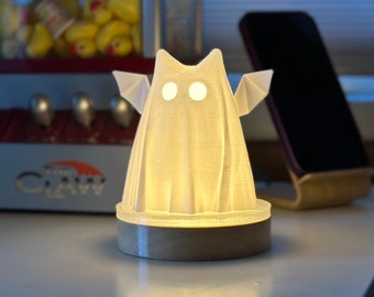 Super Adorable Cat Bat Sheet Ghost LED Light - Free Shipping! -- Ghost Art , Ghost Decor , Cute Gift , Spooky Decor , Halloween Gift